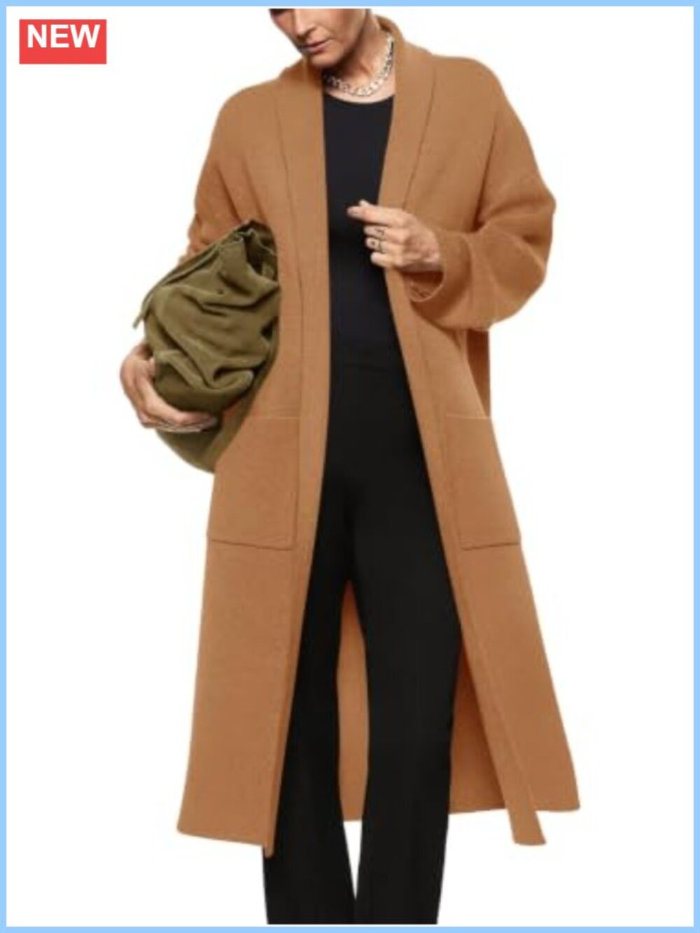 Oversized Open Front Long Cardigan Chunky Knit Coatigan Sweater